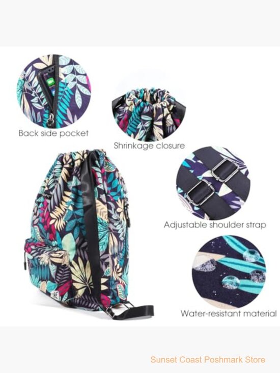 Waterproof Nylon Drawstring Backpack Gym Sports Travel Bag main image 5